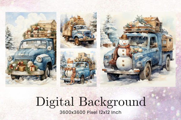 Download Snowman Classic Car Christmas Background - Background Collection