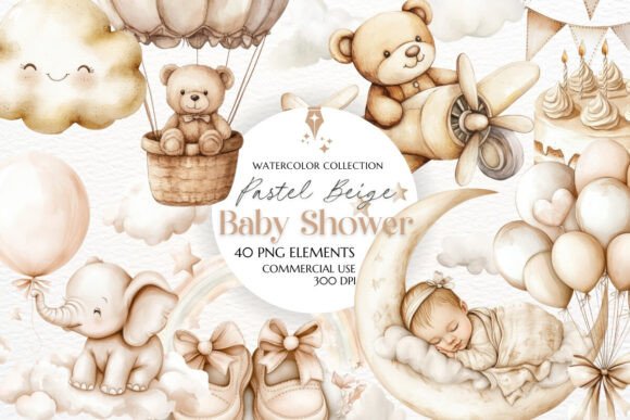 Download Pastel Beige Baby Shower Clipart - Pastel beige Collection
